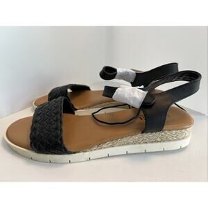 A.N.A A New Approach Sandals Womens 8 M Liah Espadrilles Black Ankle Strap Woven